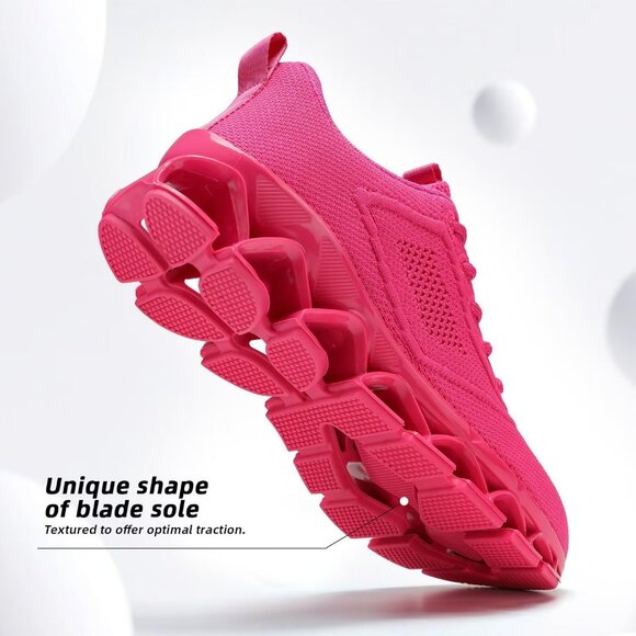 Women's All Dark Pink Sport Gym Walking Running Tennis  Athletic Sneakers Shoes - Picture 5 of 7